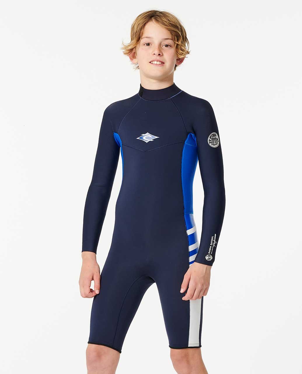 Boys Dawn Patrol Long Sleeve 2mm Back Zip Short Leg Wetsuit - Image 2