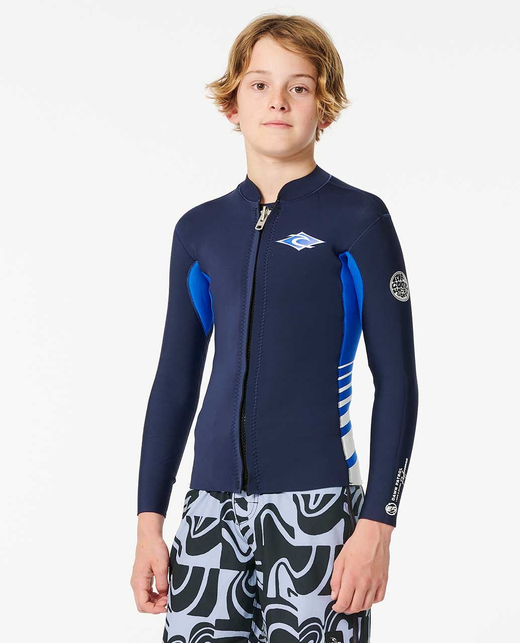 Boys Dawn Patrol Long Sleeve 1.5mm Front Zip Wetsuit Jacket - Image 2